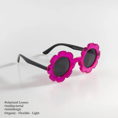 KIZ BEBEK ÇOCUK GÜNEŞ GÖZLÜĞÜ  POLARIZED - PAPATYA FUŞYA ÇERÇEVE SİYAH SAP