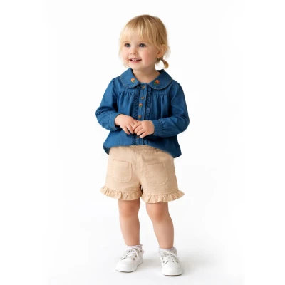 KIZ ÇOCUK 1-4 YAŞ GÖMLEK ŞORT KOT TAKIM 