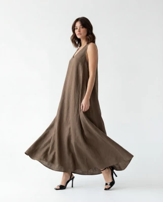 Kahverengi Uzun Elbise