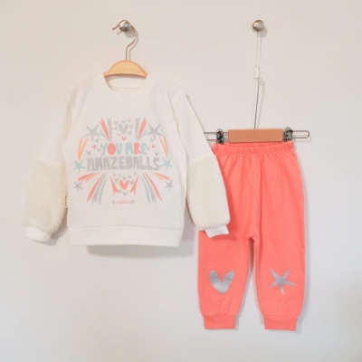 Luminoso 1227 1-2-3 Yaş Amazeballs Simli Baskılı Kız Mevsimlik İkili Takım