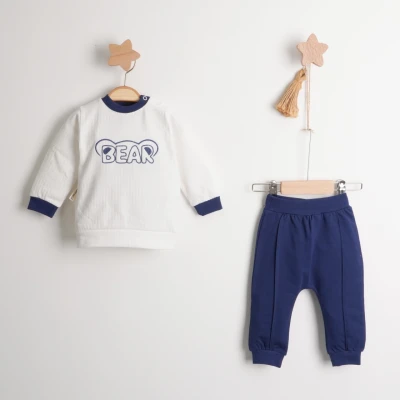 Luminoso 6-9-12 Ay Bear Nakışlı Erkek İkili Takım