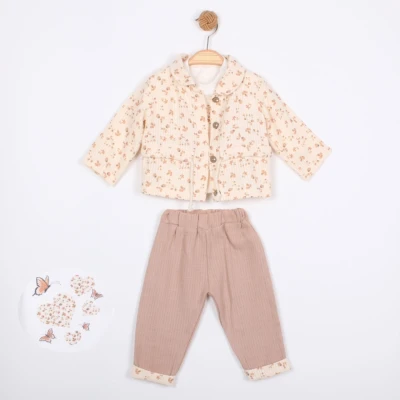 MİNİNO ÇİÇEK HIRKALI KIZ BEBEK TAKIM 6-18 AY