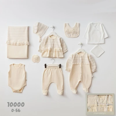 MİNİZEYN KIZ 0-3 AY SİM DETAYLI 10LU SET