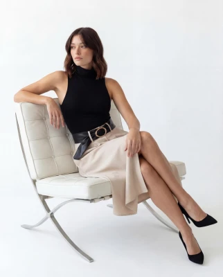 Siyah Yüksek Bel Kalem Etek