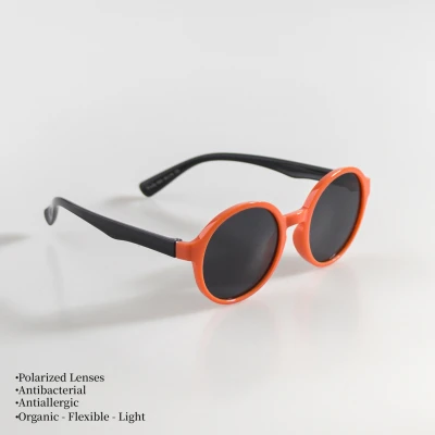 UNISEX BEBEK ÇOCUK GÜNEŞ GÖZLÜĞÜ  POLARIZED - OVAL TURUNCU ÇERVEVE SİYAH SAP
