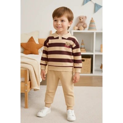 VOVİDO ERKEK 9-24 AY LİTTLE BEAR ÇİZGİLİ 2Lİ TAKIM