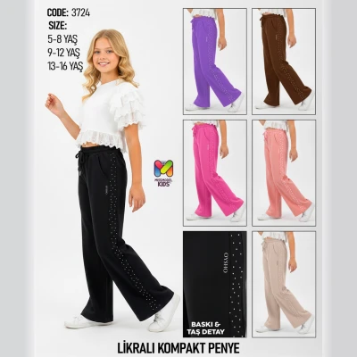 Yan Taş Şeritli Likralı Kompakt Penye Eşofman Altı