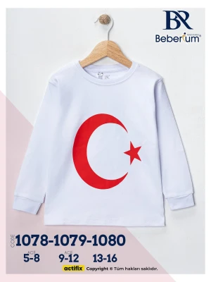 Yıldızlı Hilal Desenli Tişört